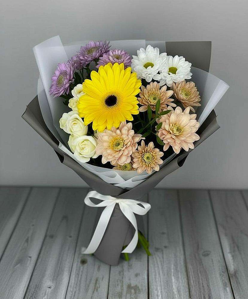 Букет цветов из: Розы, Герберы и Хризантемы в Варнавино