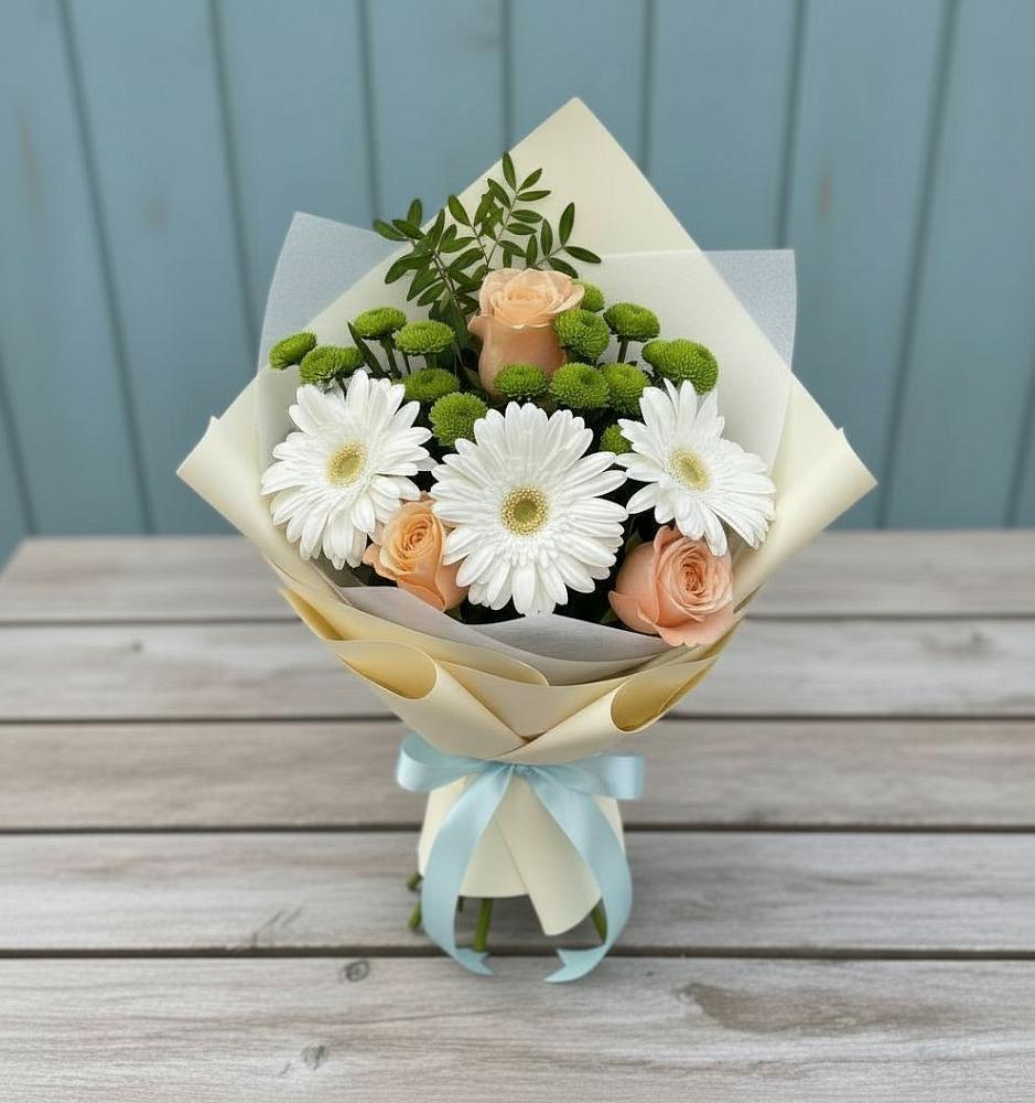 Букет цветов из: Герберы, Розы и Хризантемы в Варнавино