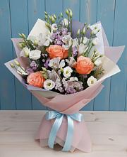 Букет цветов из:  Лизиантусы, Розы, Альстромерии и Гипсофила #REPLACE_PRED# Варнавино