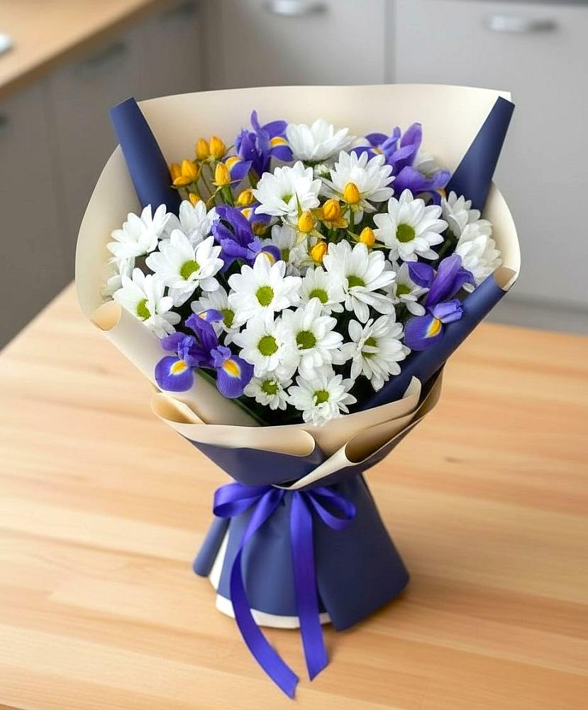 Букет цветов из: Розы, Ирисы и Хризантемы в Варнавино