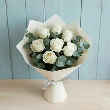 Букет Белые розы в Эвкалипте в Варнавино